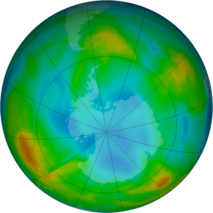Antarctic ozone map for 23 June 1983